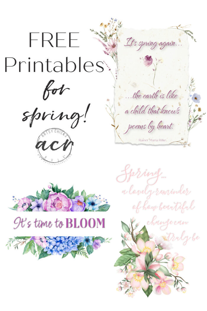 Spring sayings and FREE printables! Perfect for your spring decor. So many design possibilities! artsychicksrule.com
