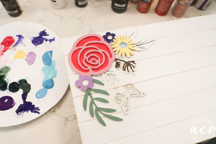flowers painted with craft paint