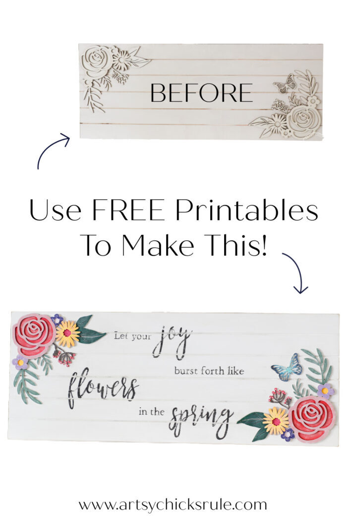 Create this spring sign with printable! Use my free printables for this and more! artsychicksrule.com