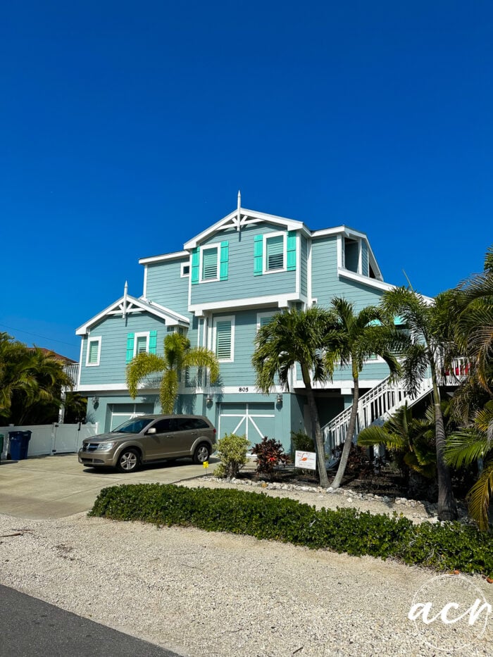 blue aqua house on the island