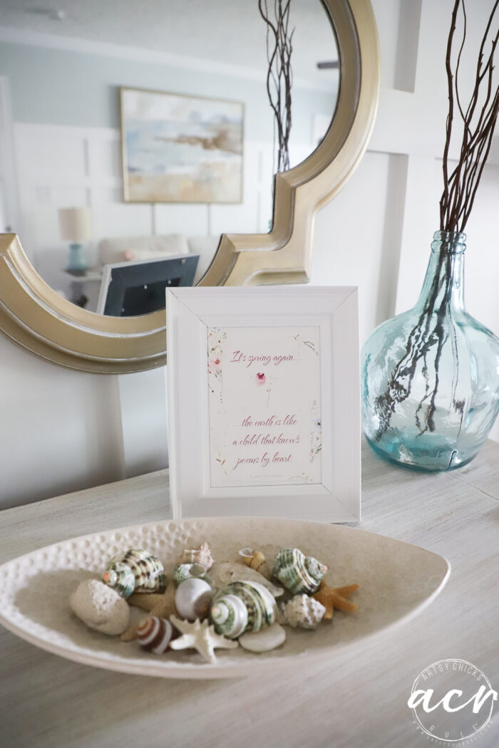 printable in frame on dresser with gold mirror