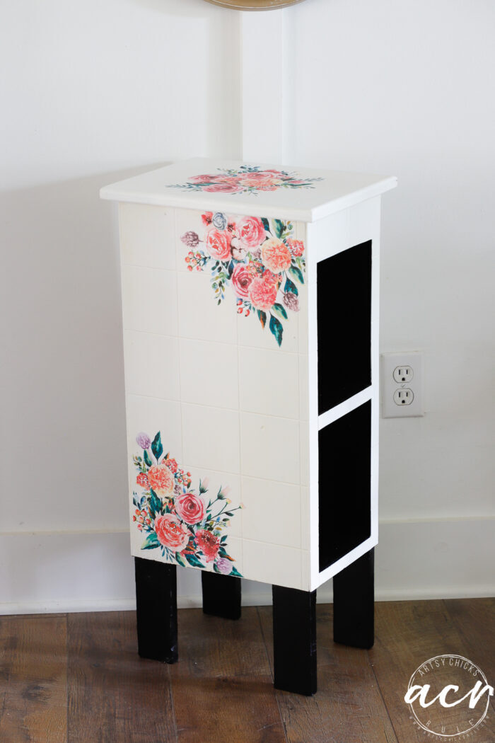 side view of attached printable floral decoupage