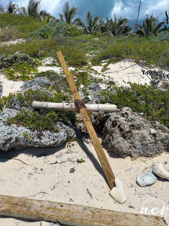 wooden cross tied together