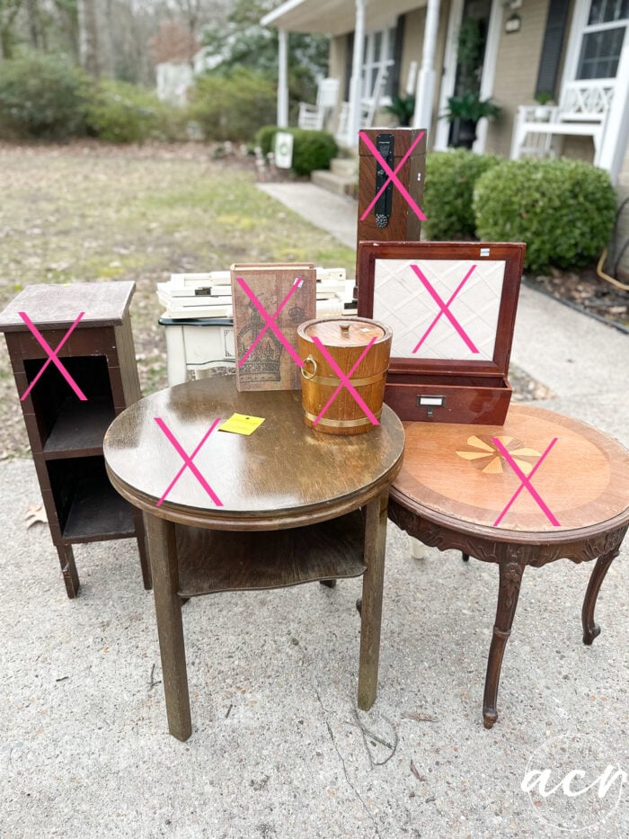 old furniture on driveway before