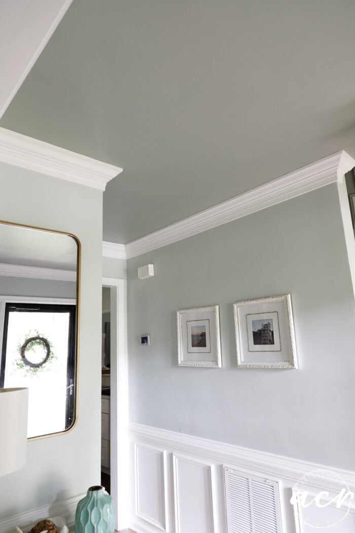 dark painted ceiling with lighter walls