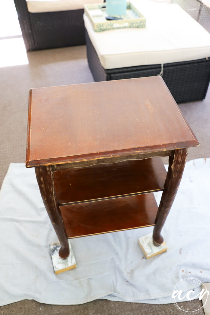 small wood table sanded