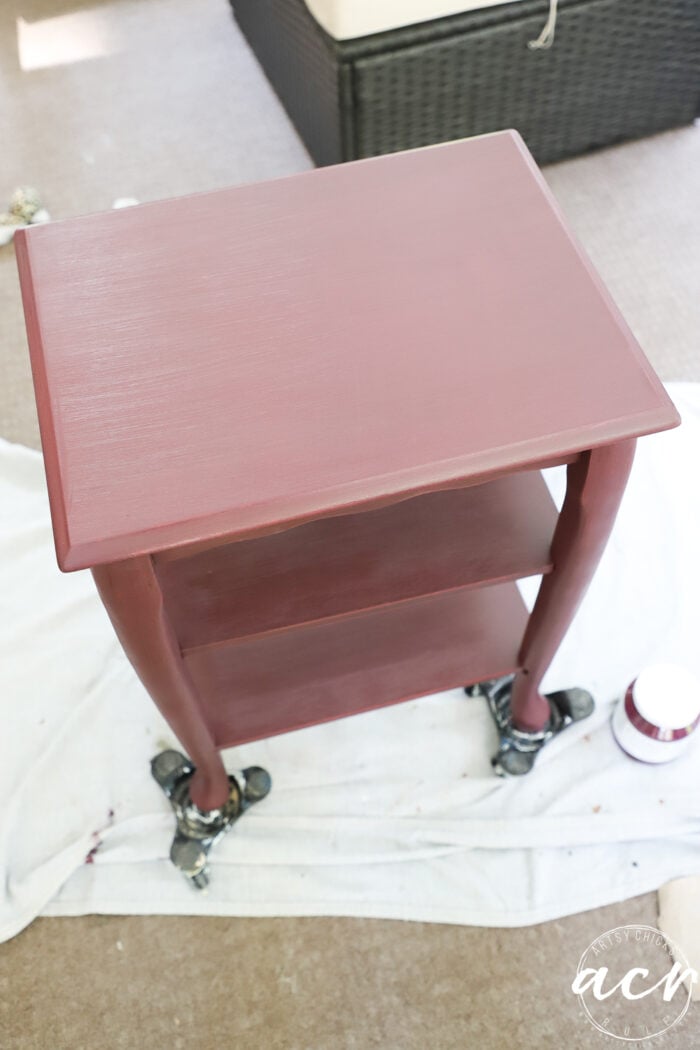 small wood table painted one coat