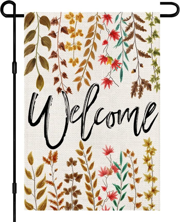 colorfull fall welcome flag