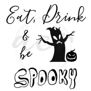 black and white halloween printable eat drink and be spooky