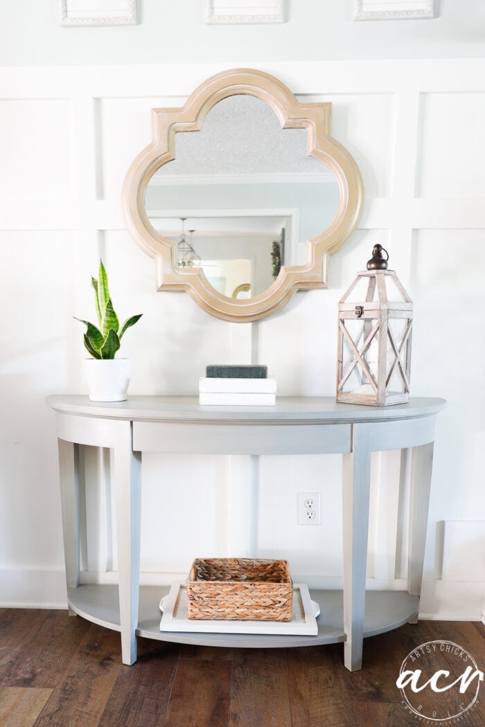 front view console table styled with mirror