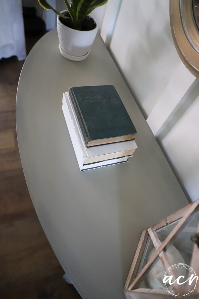 top of console table with books