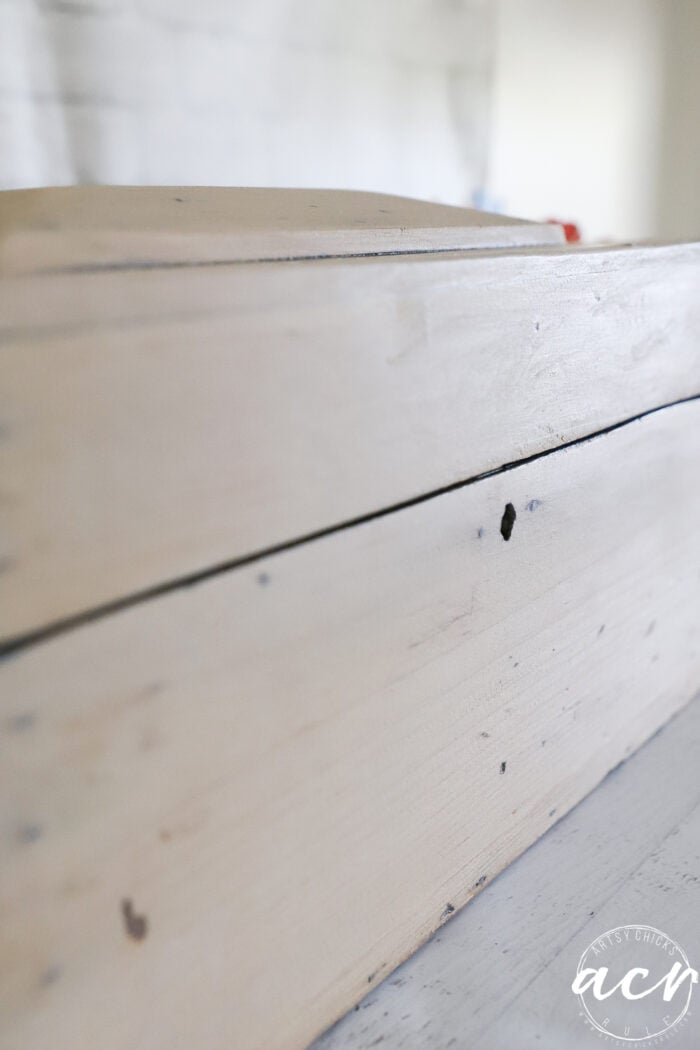 sideview of wood box after waxing