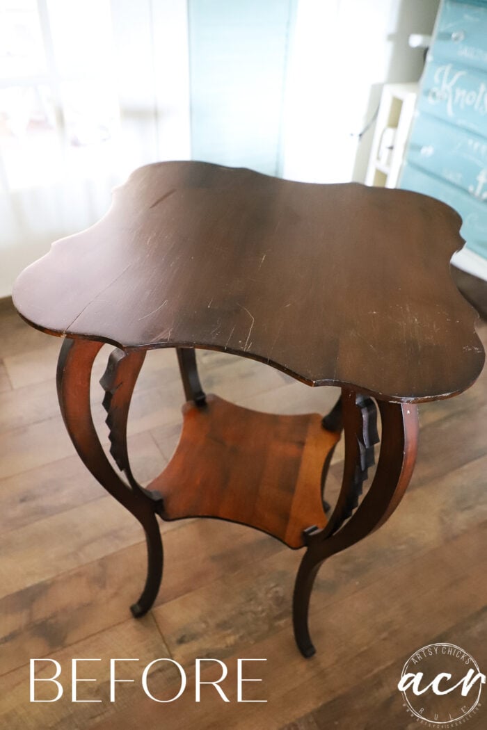 stained wood table before