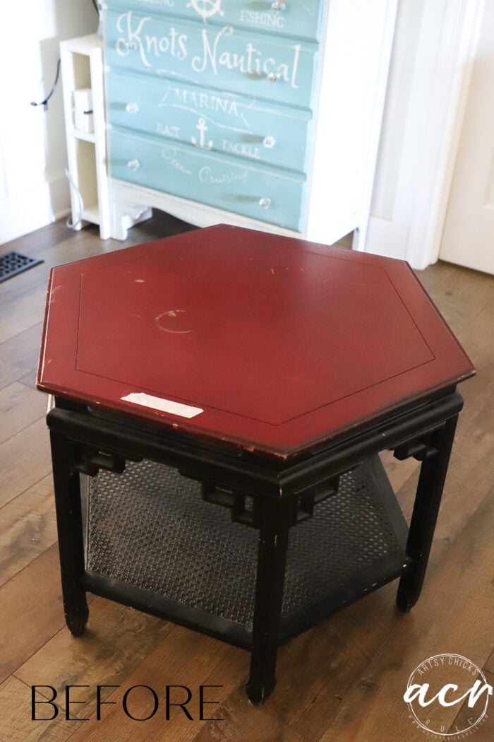 red and black table