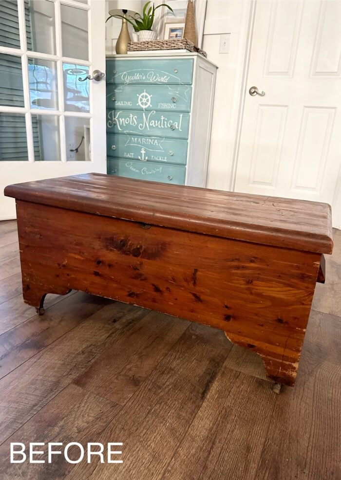 front of cedar chest before