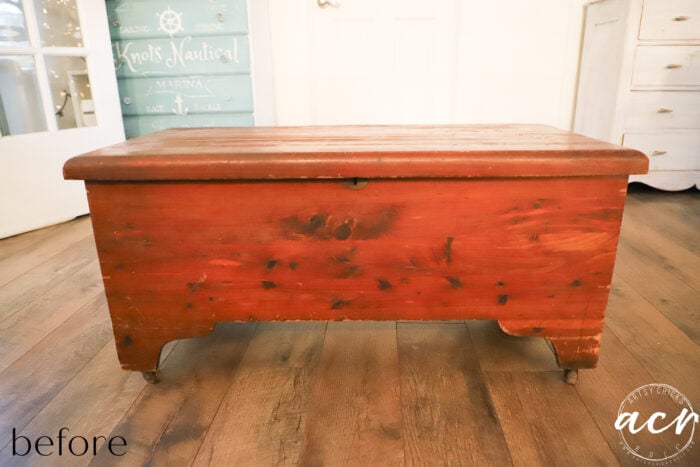 front of cedar chest