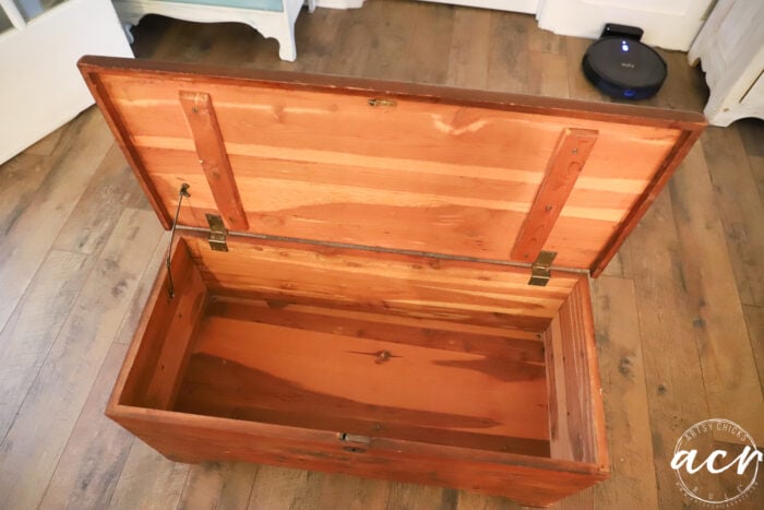 inside of cedar chest