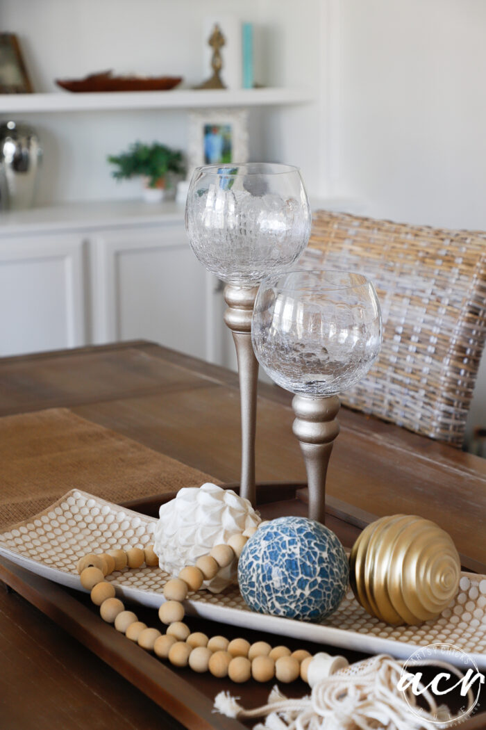 glass globe candlesticks with gold stem bases