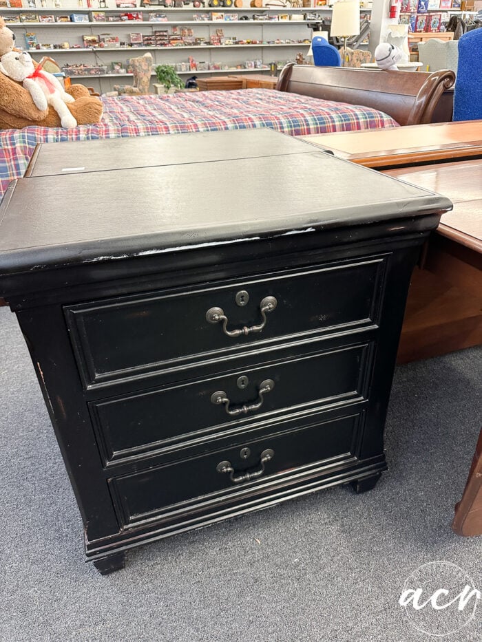 identical set of black nightstands