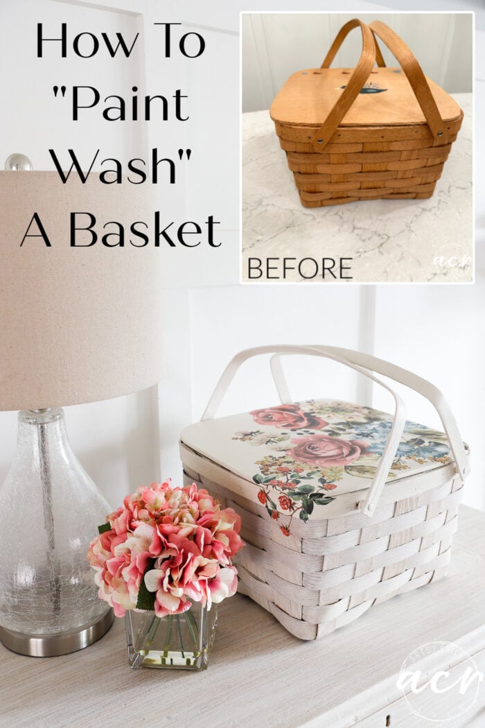 Learn how to simply (and oh so easily!) paint wash a basket! Transform your old baskets and get rid of the orange! artsychicksrule.com