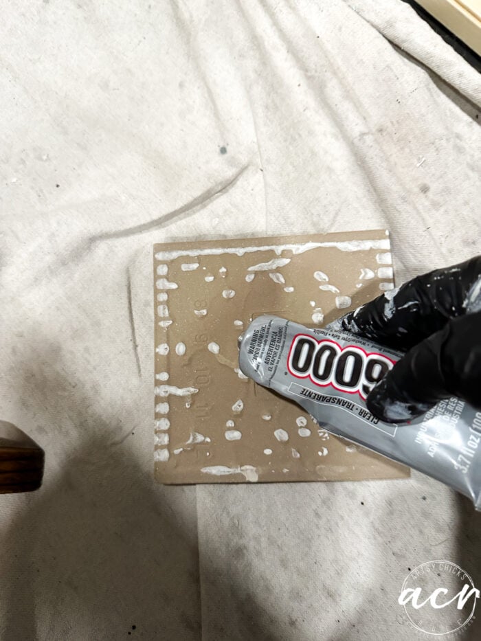 applying E6000 glue to tile backs