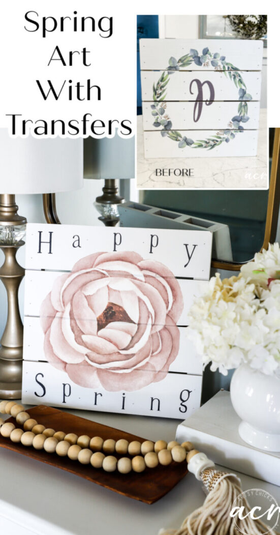 This simple spring transfer sign is easy to make when you start with a thrift store find like this! artsychicksrule.com