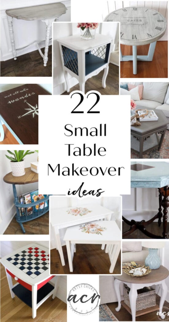 I'm sharing lots of inspiration, and different design styles for small table makeover ideas to show new ways for old furniture! artsychicksrule.com