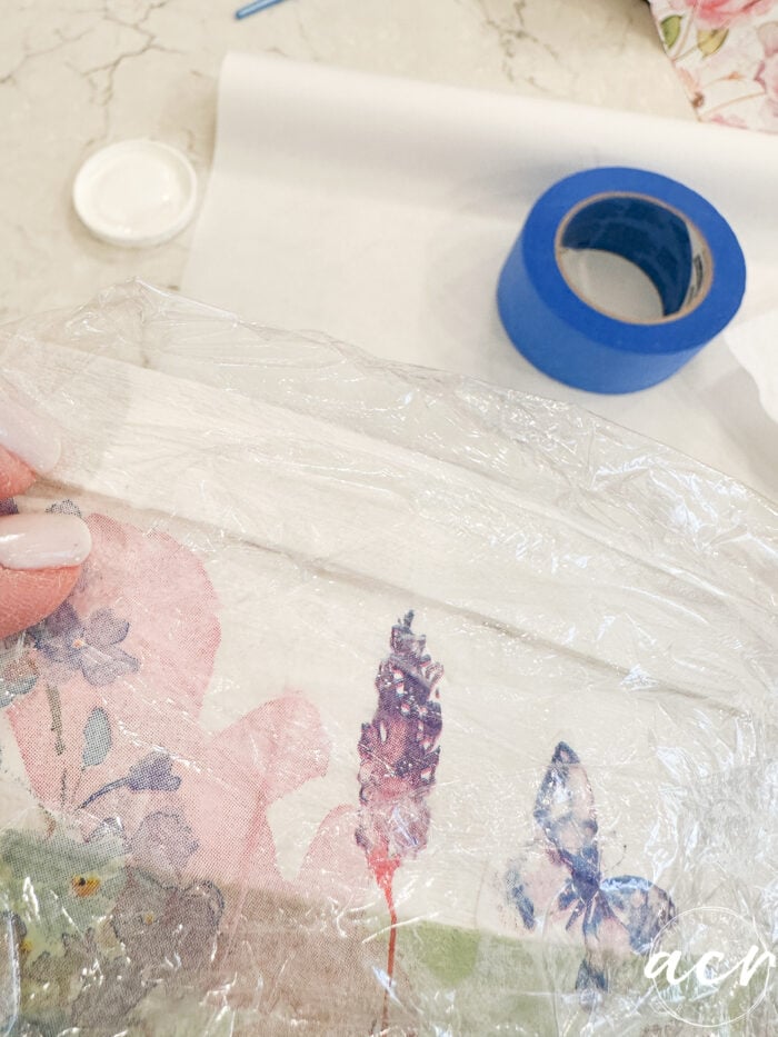 using plastic wrap over napkin