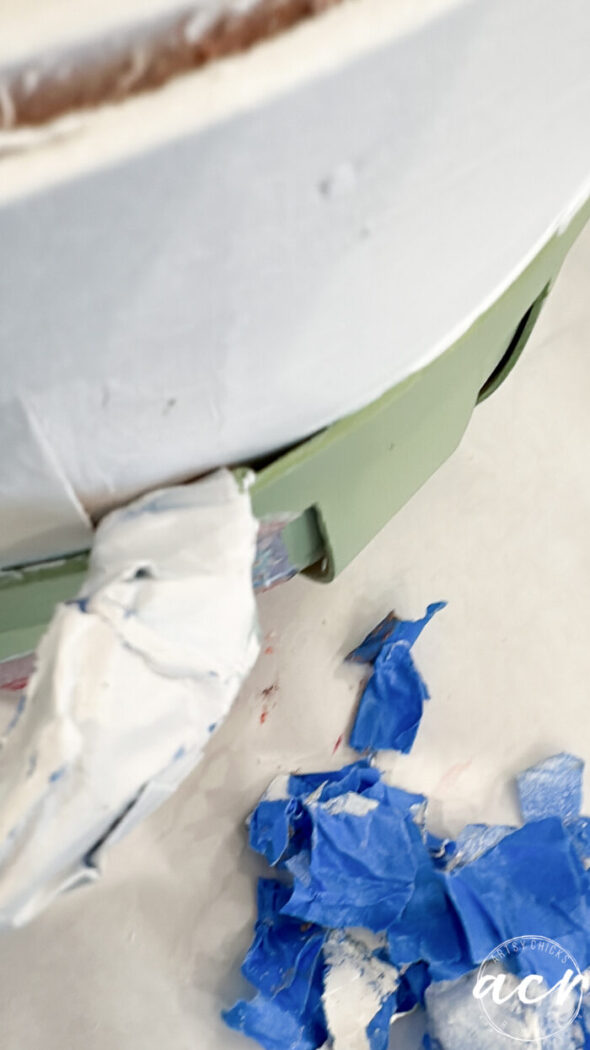 removing the blue tape from handles