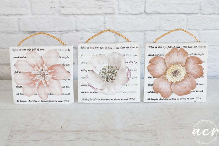 front view of floral transfer wall plaques