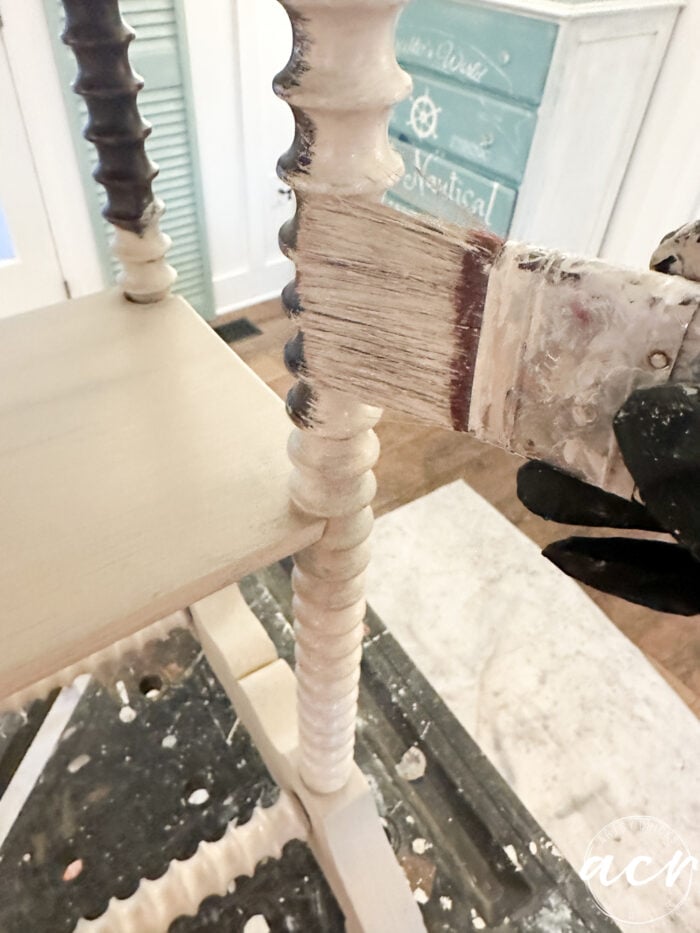 paintbrush painting the spindles
