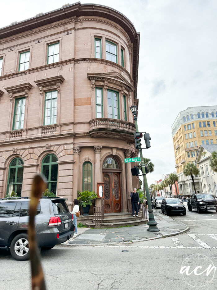 curved corner building in downtown charleston