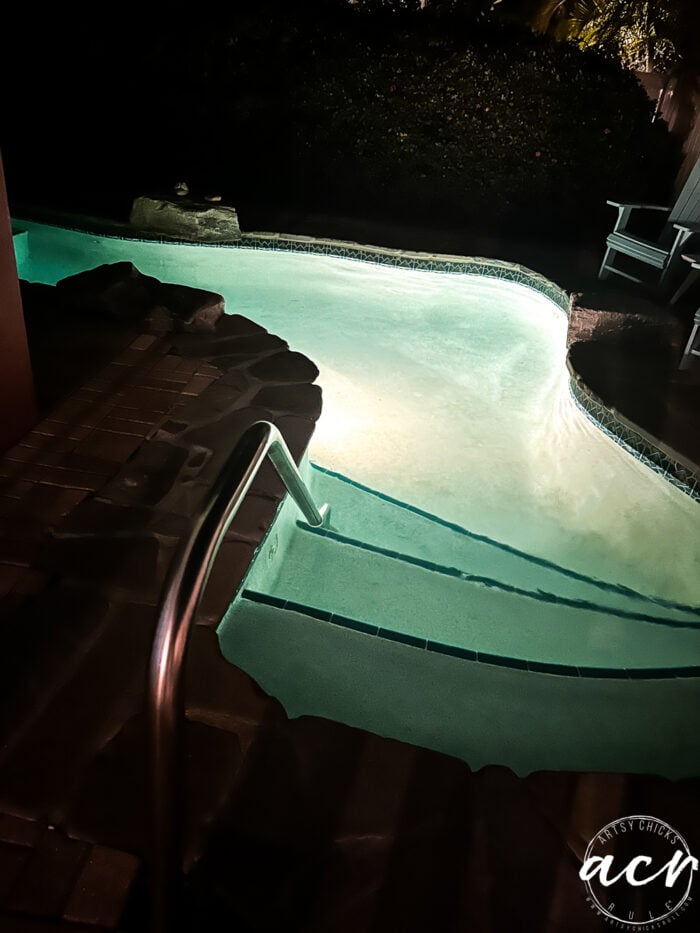 lighted pool at night