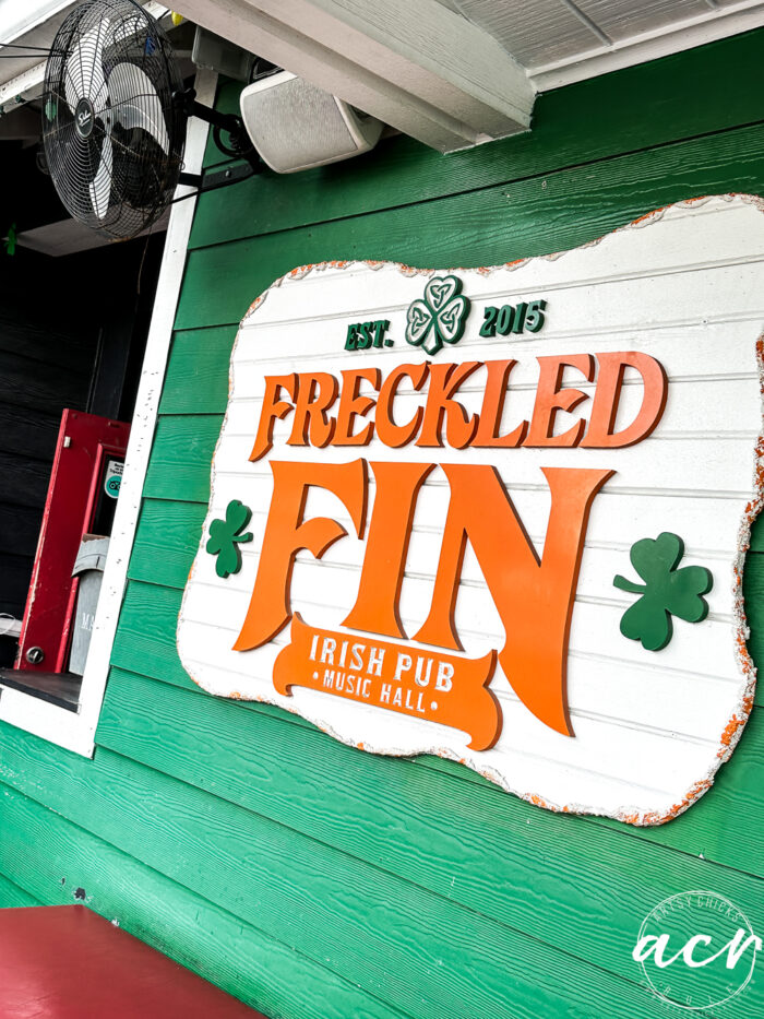 freckled fin irish pub sign