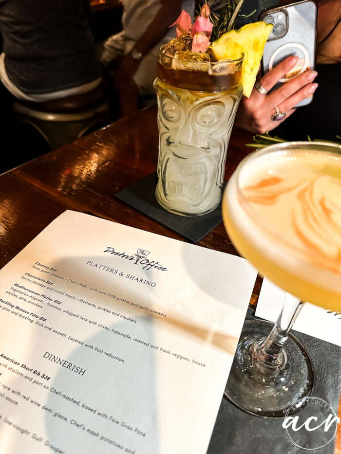 drinks on table and menu