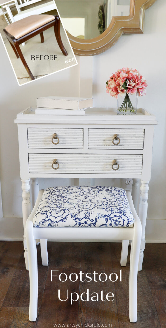 Footstool Update (paint and fabric) - Artsy Chicks Rule®
