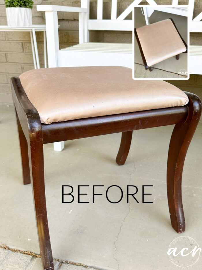brown wood footstool before