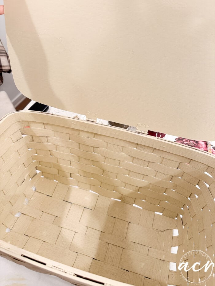 the inside of the basket painted