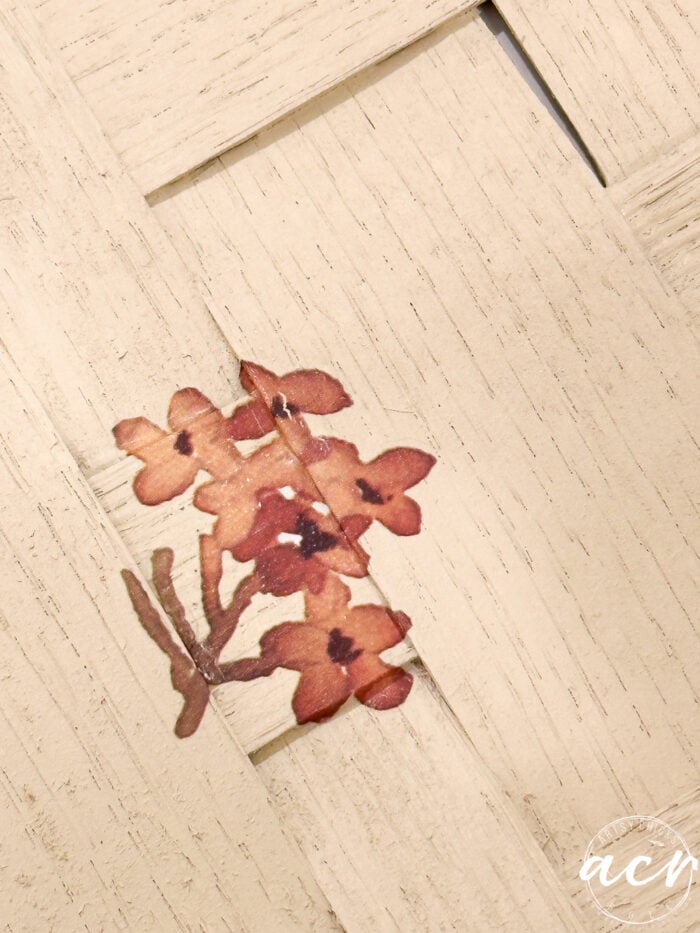 small floral transfer up close
