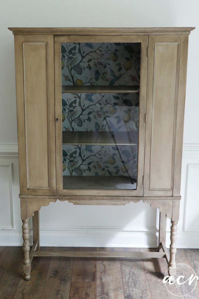 front view of finished cabinet with seadrift style finish sausolito