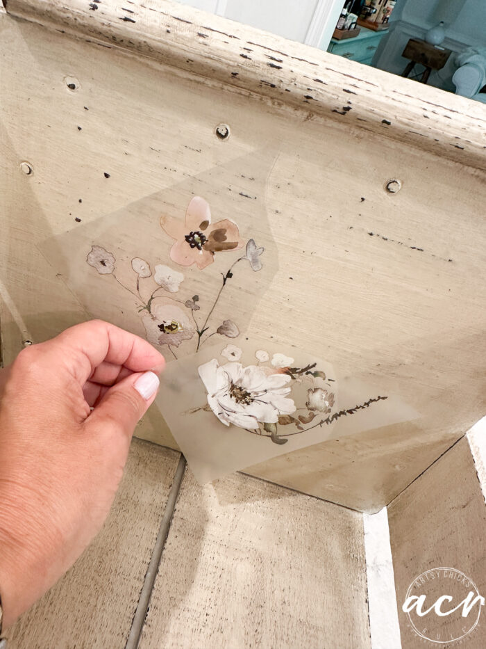 positioning transfers on inside of crate