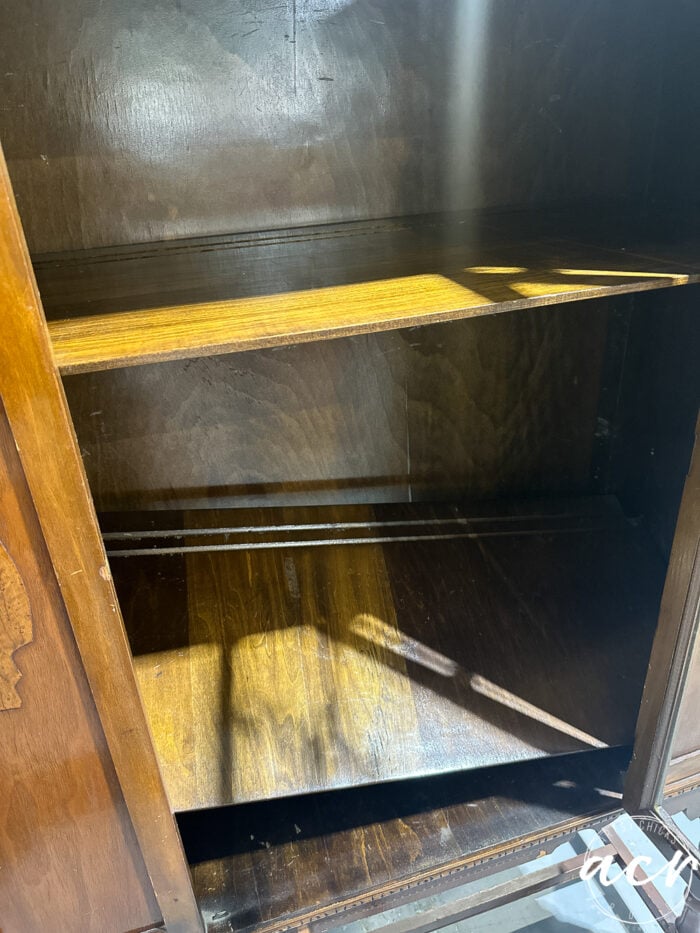inside vintage cabinet