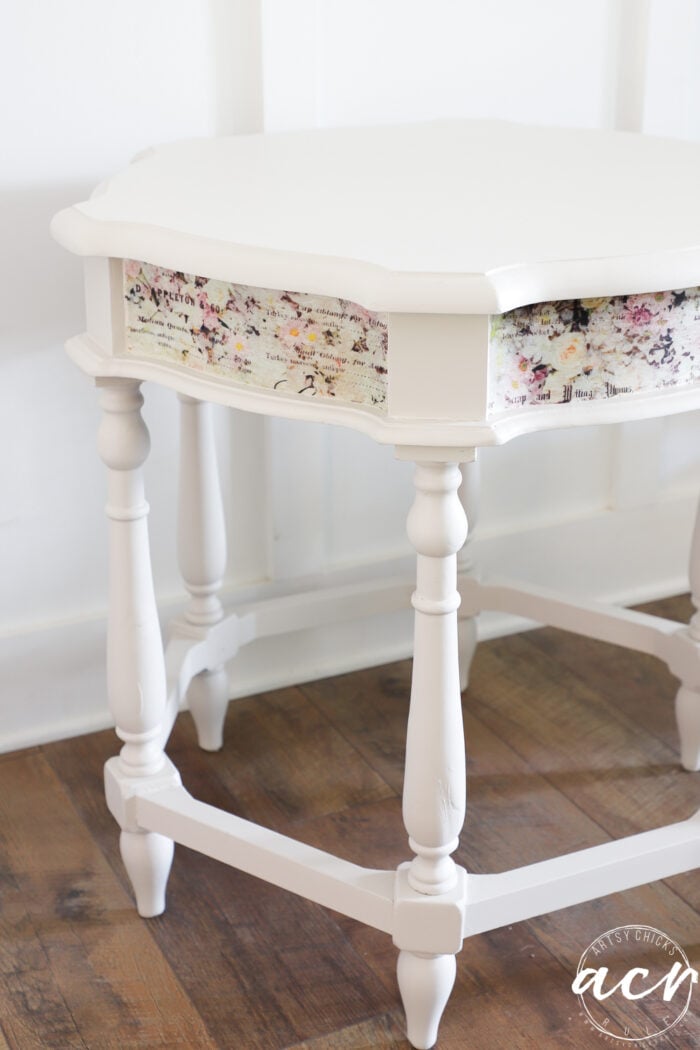 side view of finished table