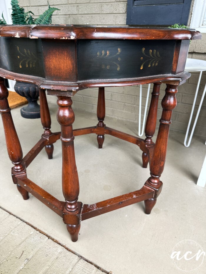 side view of table before makeover