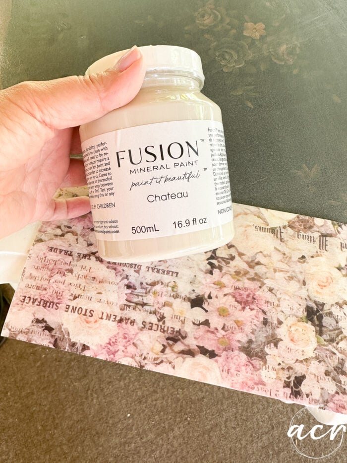 jar of fusion paint with paper below