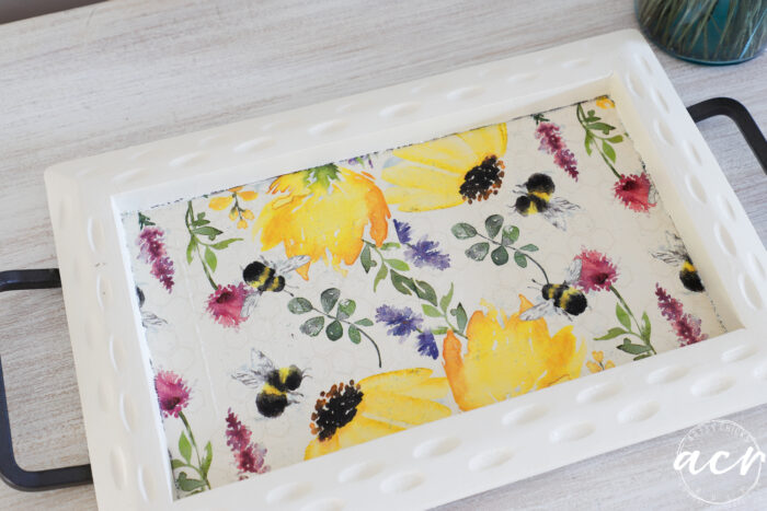 top view of napkin art tray