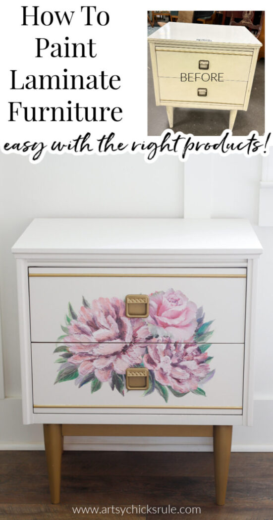 How to paint laminate furniture is easy with the right products! And the right steps. Learn how to paint laminate successfully! artsychicksrule.com