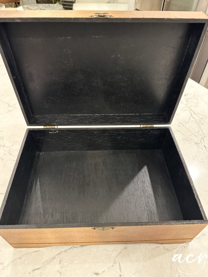 inside of box painted black
