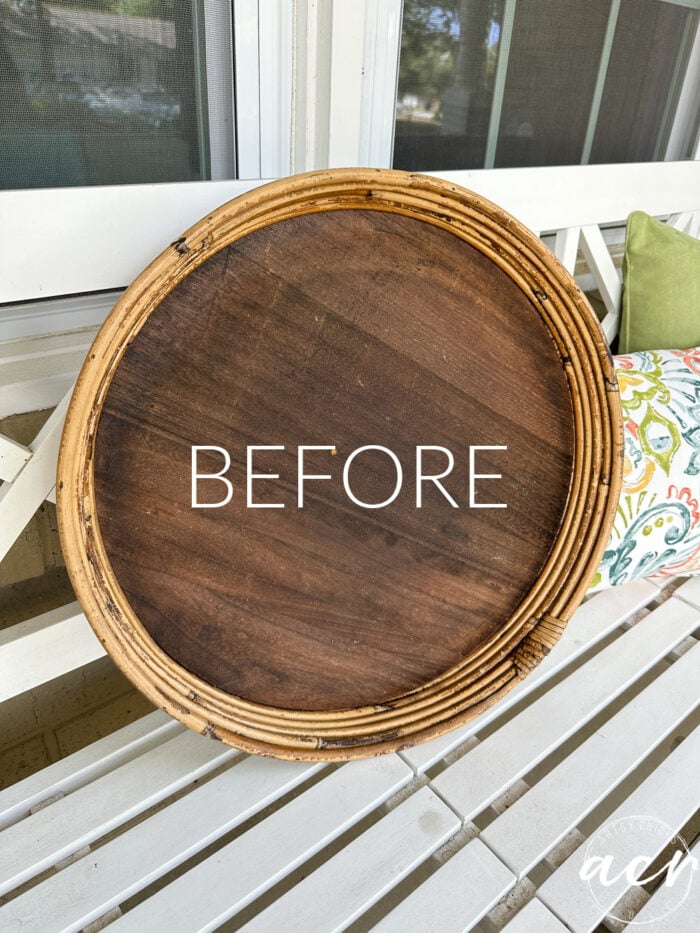 wood round tray before