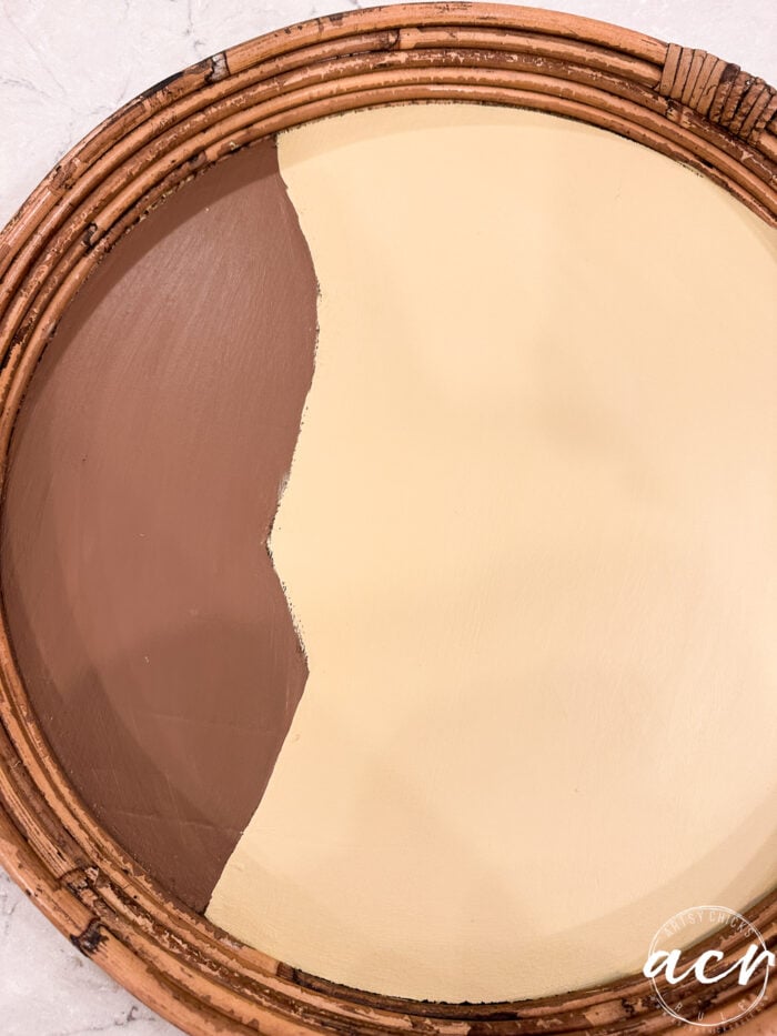 tray painted yellow and brown